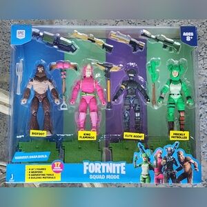 Fortnite Squad Mode Core Figure 4 Pack, Bigfoot, King Flamingo, Elite Agent